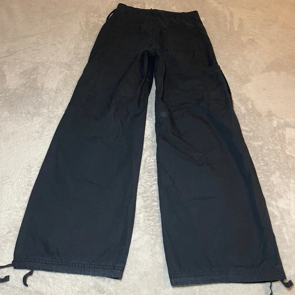 Wild Fable Pants Women XS Black Cargo Wide Leg Cotton Drawstring Hem Utility Y2K